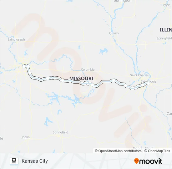 MISSOURI RIVER RUNNER Train Line Map
