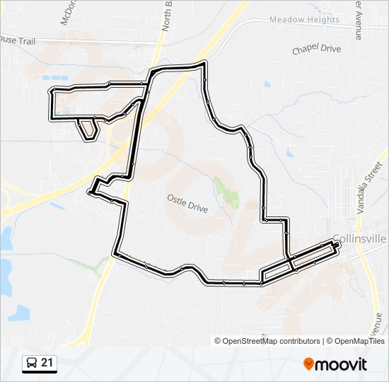 21 bus Line Map