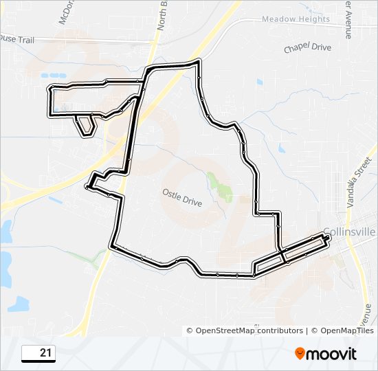 21 bus Line Map