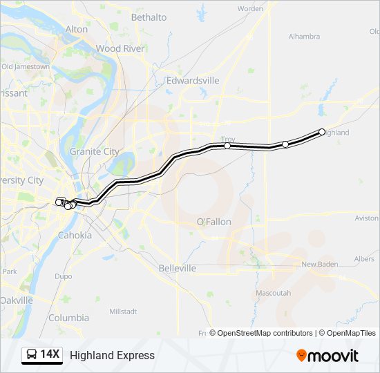 14X bus Line Map