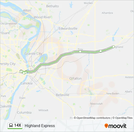 14X Bus Line Map