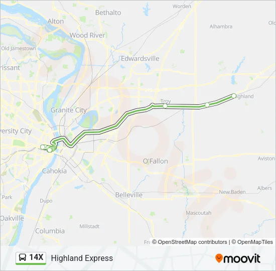 14X Bus Line Map