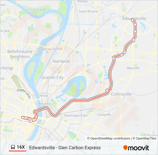 16X Bus Line Map