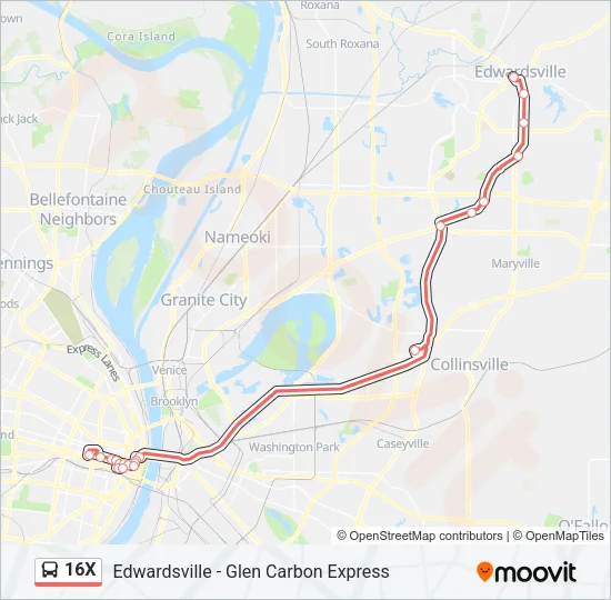 16X Bus Line Map