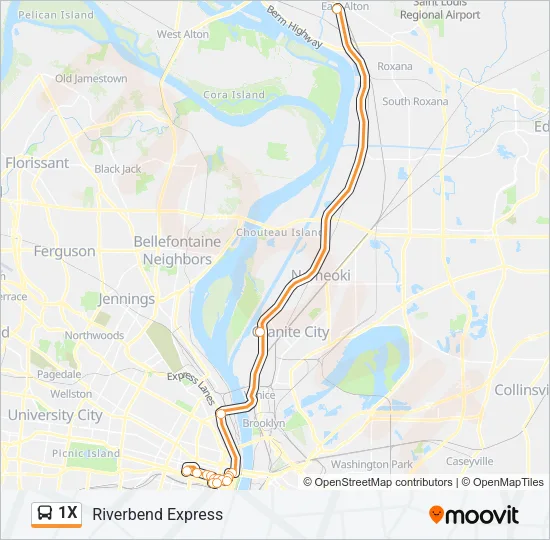 1X Bus Line Map