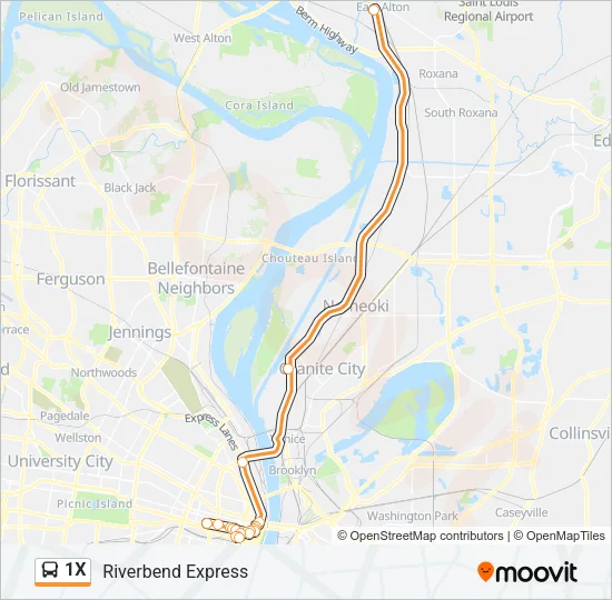 1X Bus Line Map