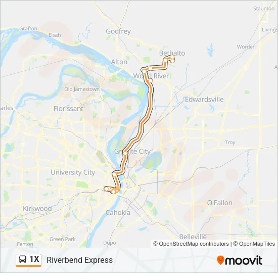 1X Bus Line Map