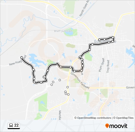 22 bus Line Map