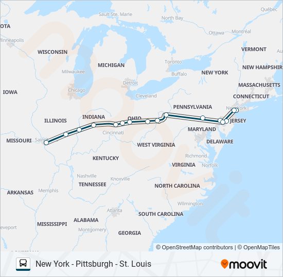 Mapa de GREYHOUND US0421 de autobús