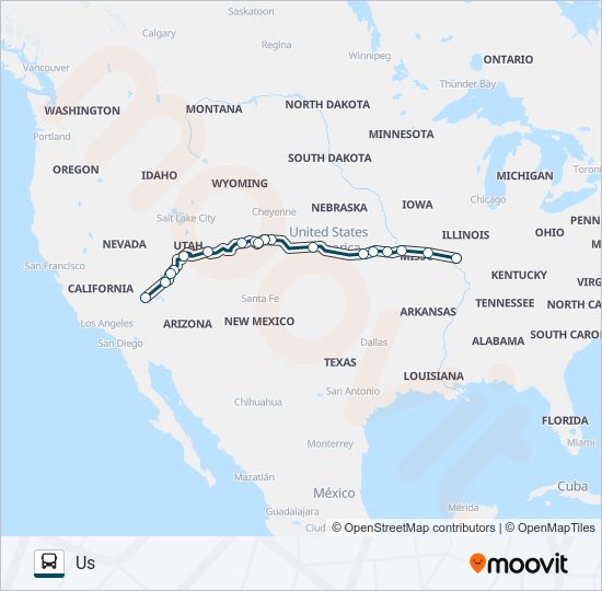 GREYHOUND US1200 bus Line Map