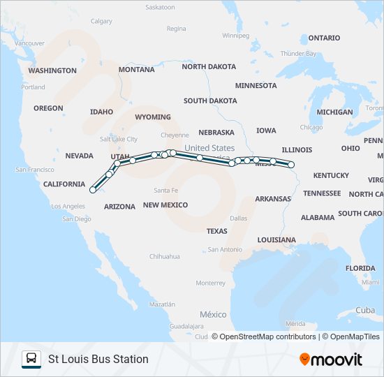 GREYHOUND US1200 bus Line Map