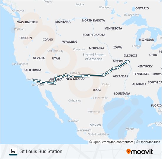 Mapa de GREYHOUND US1210 de autobús