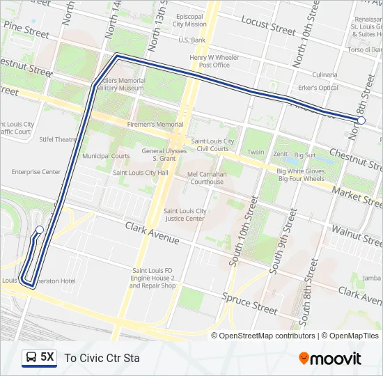 5X Bus Line Map