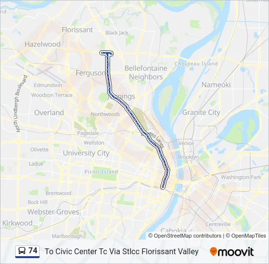 74 Bus Line Map