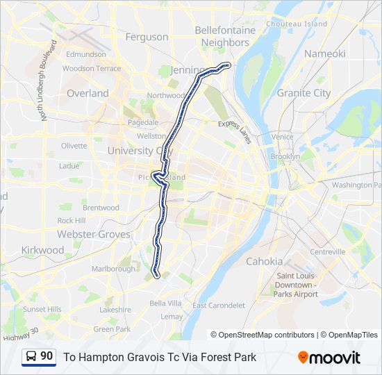 90 bus Line Map