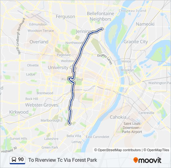 90 bus Line Map