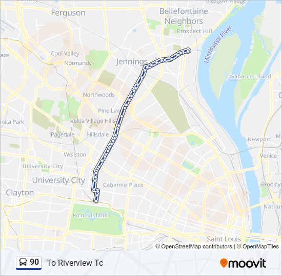 90 bus Line Map