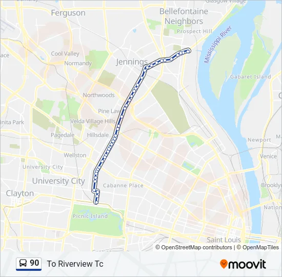90 Bus Line Map