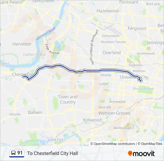 91 Bus Line Map