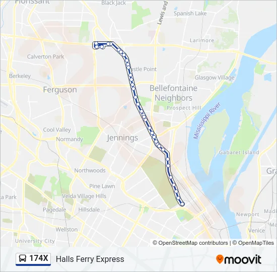 174X Bus Line Map