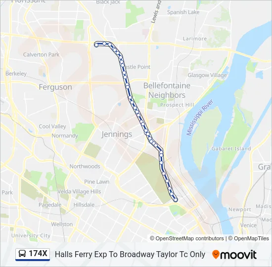174X Bus Line Map