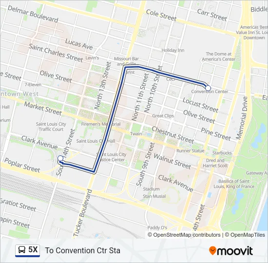 5X Bus Line Map