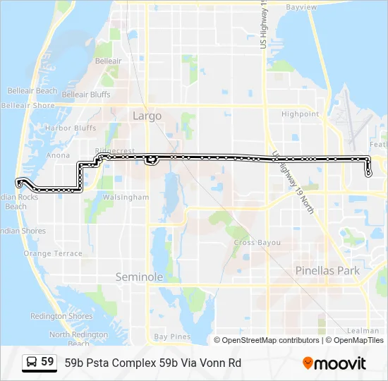 Psta Map 59 Route - PSTA COMPLEX /INDIAN ROCKS BEACH: Schedules, Stops & Maps ...