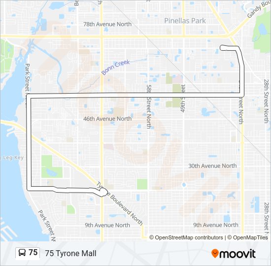 75 Bus Line Map