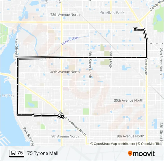 75 Bus Line Map