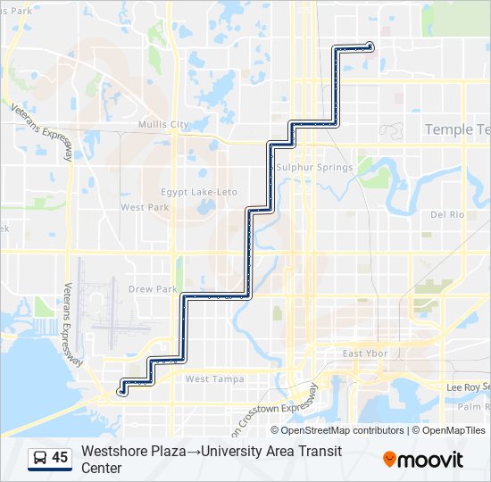 45 Route Schedules Stops Maps Westshore Plaza University