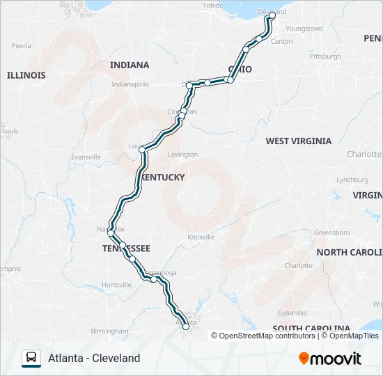 GREYHOUND US0105 Bus Line Map