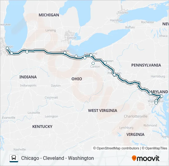 GREYHOUND US0164 Bus Line Map