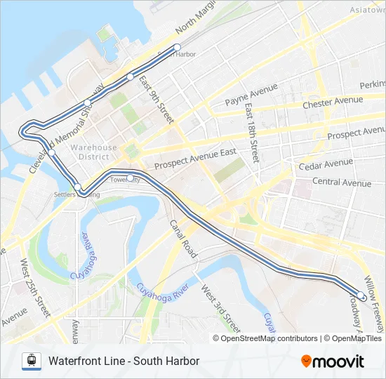 BLUE/GREEN/WATERFRONT Light Rail Line Map