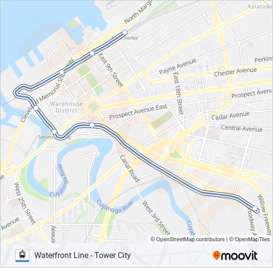 BLUE/GREEN/WATERFRONT Light Rail Line Map