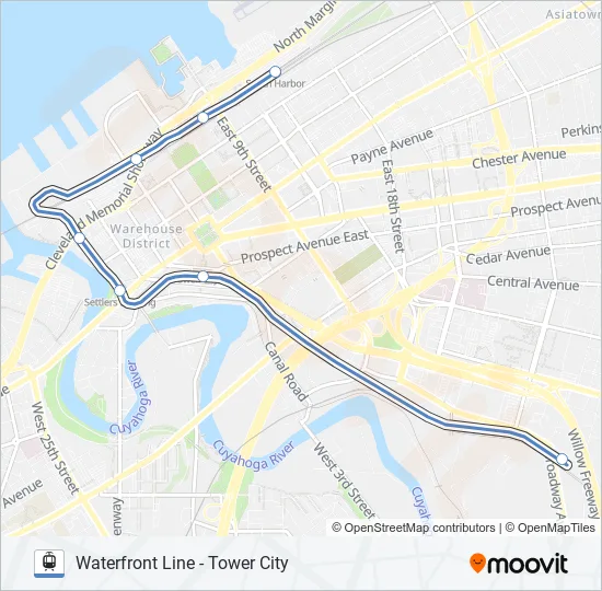 BLUE/GREEN/WATERFRONT Light Rail Line Map