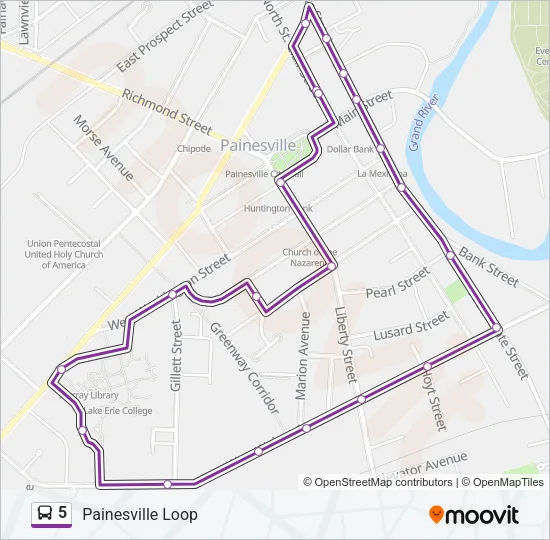 5 Bus Line Map