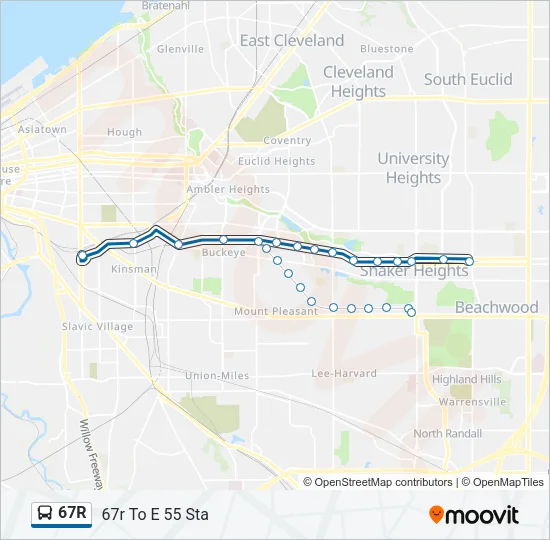 67R Bus Line Map