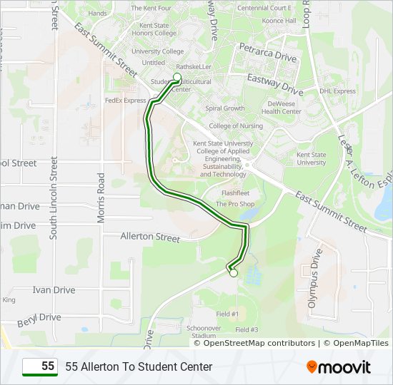 55 Route: Schedules, Stops & Maps - 55 Allerton To Student Center (Updated)