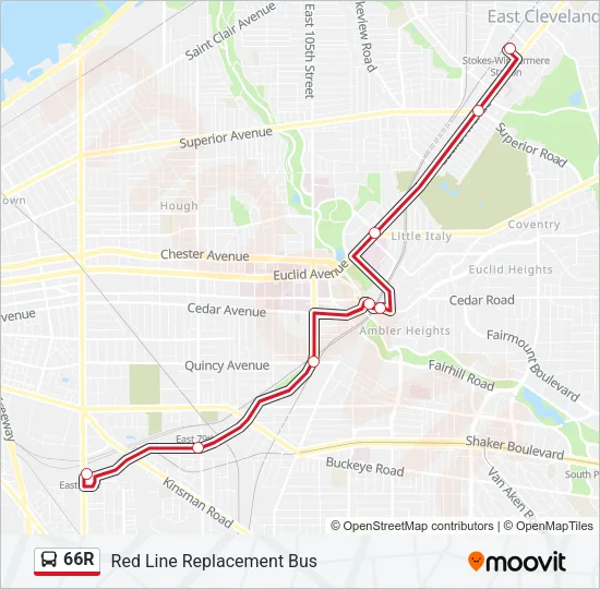66R Bus Line Map