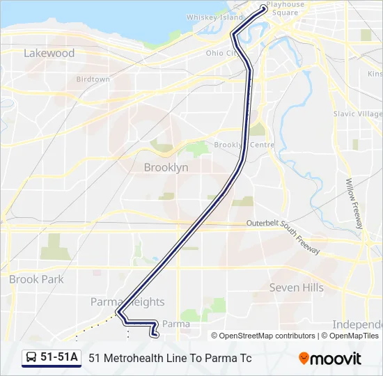 51-51A Bus Line Map