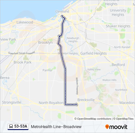 53-53A bus Line Map