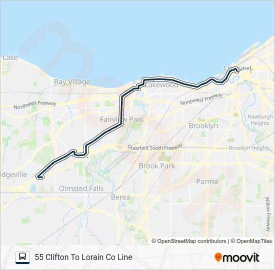 5555B55C Route: Schedules, Stops & Maps - 55 Clifton To Lorain Co