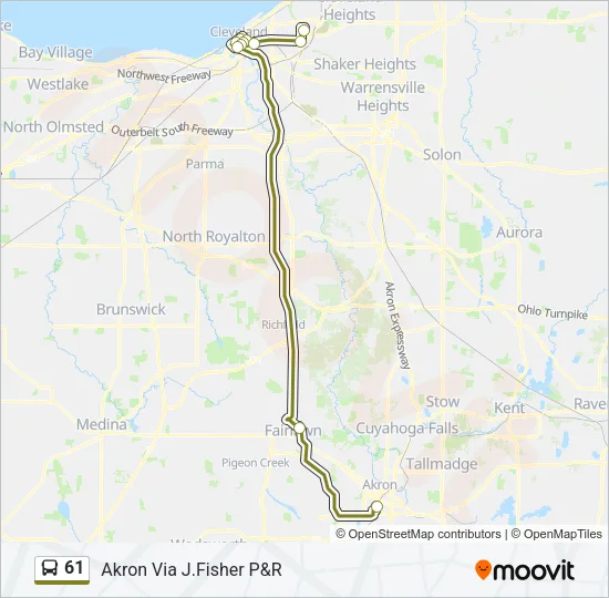 61 Bus Line Map