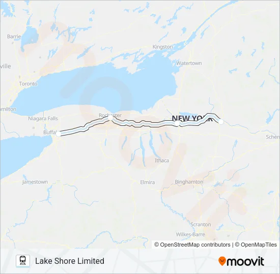 LAKE SHORE LIMITED Train Line Map