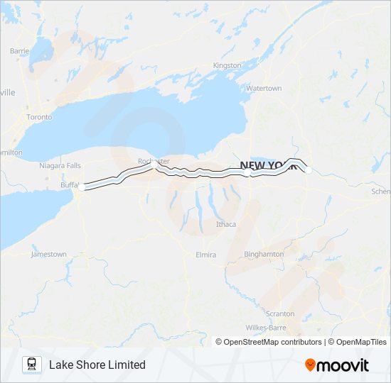 LAKE SHORE LIMITED Train Line Map