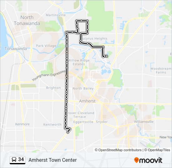 34 bus Line Map