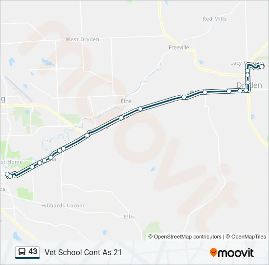 43 Bus Line Map