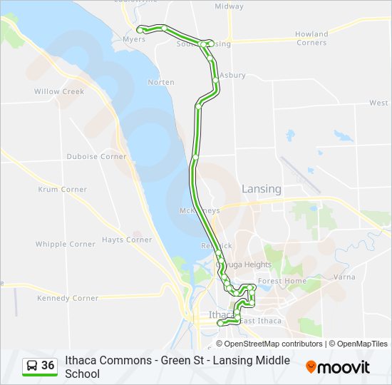 Ruta 36 horarios, paradas y mapas Lansing School Via East Shore
