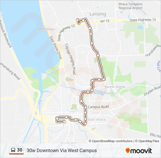 30 Bus Line Map