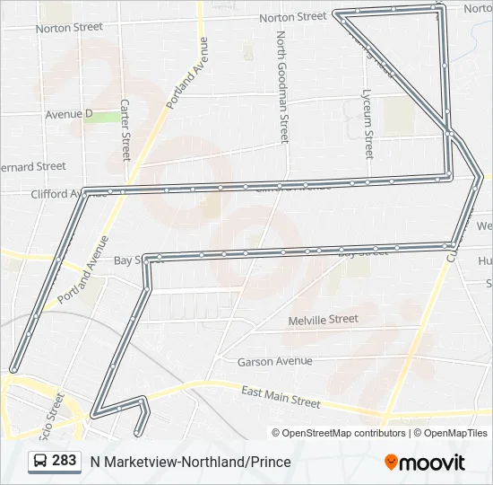 283 Bus Line Map